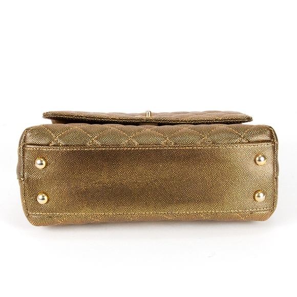 Chanel Coco Top Handle Flap Bag Gold Caviar - Picture 5 of 10